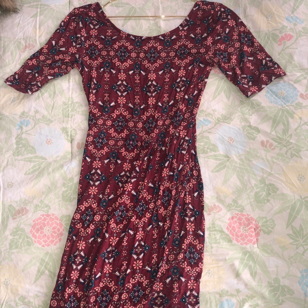 Red floral asymmetrical dress